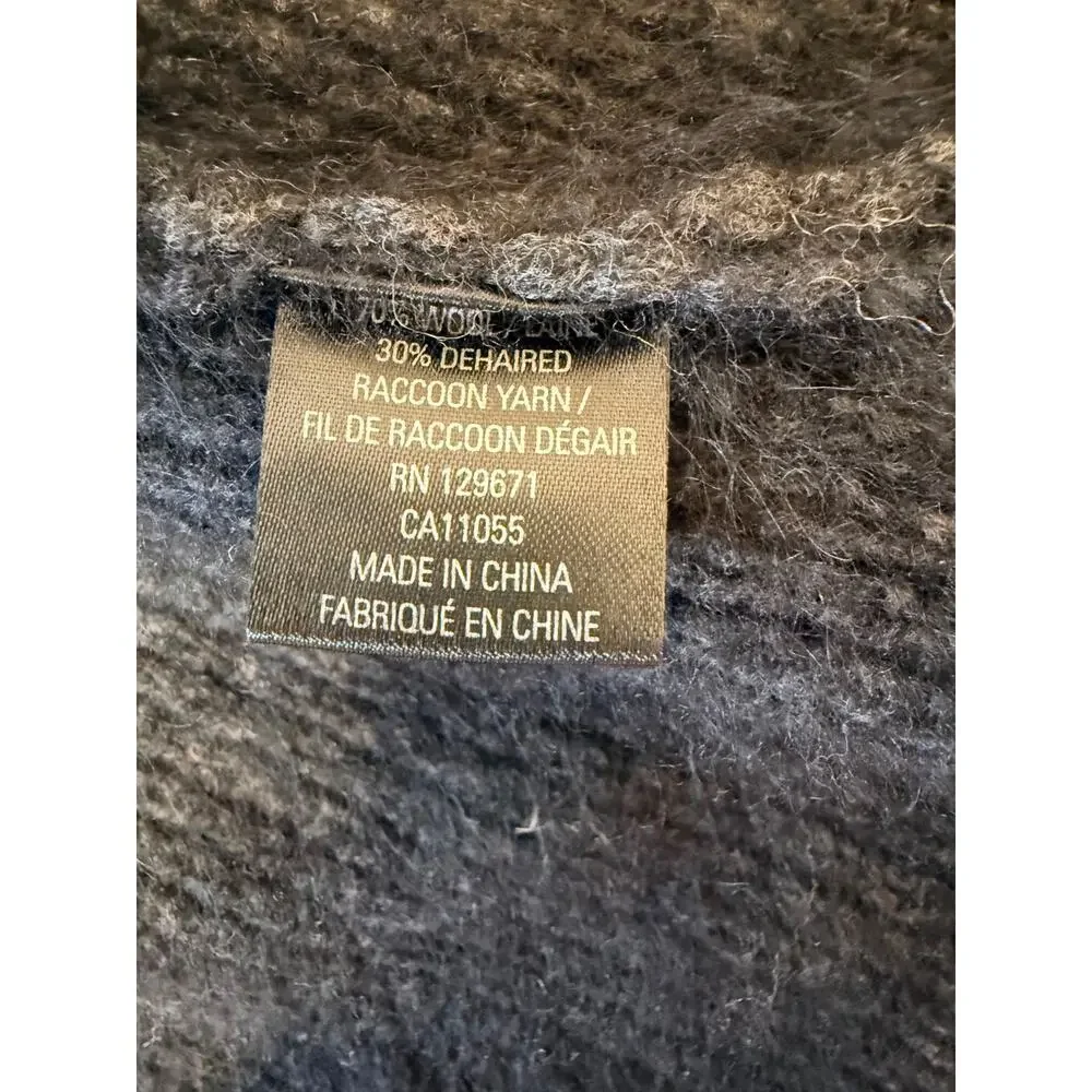 360SWEATER Wool Raccoon Yarn Oversized Sweater Coat Coatigan Women’s S Gray